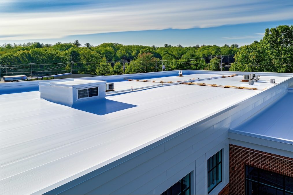 Modern Flat Roof of a Commercial Building.
