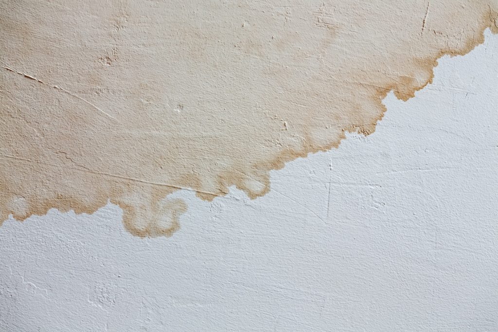 traces of stains on the painted wall