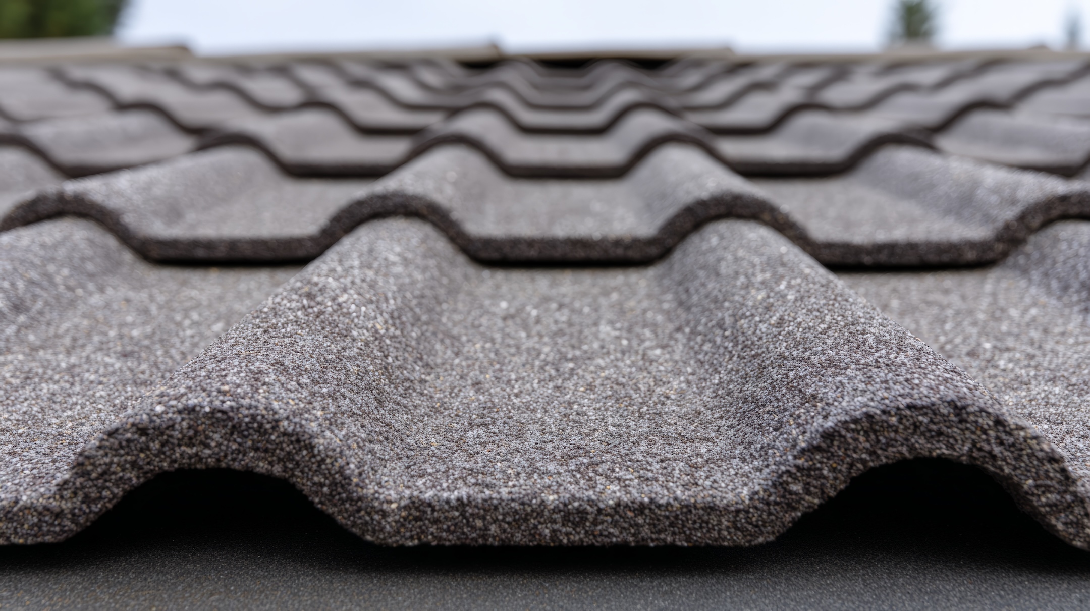 Close up of concrete roof tiles in horizontal arrangement for architectural design