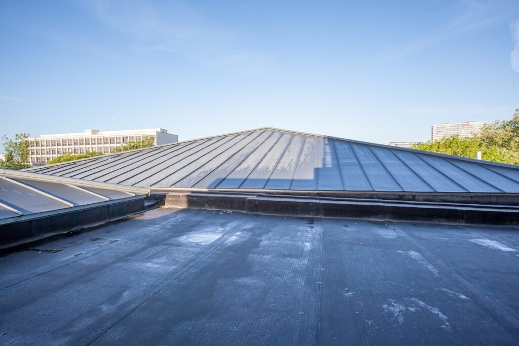  flat roof on a high building