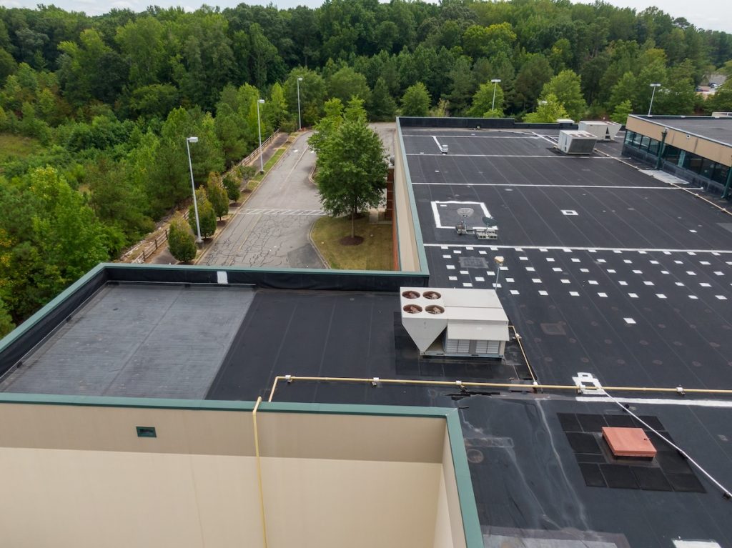 aerial view of rolled roofing