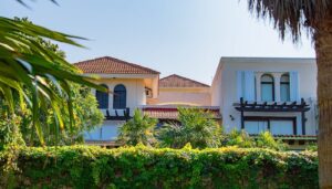 tile-roof-on-hosue-with-green-bushes