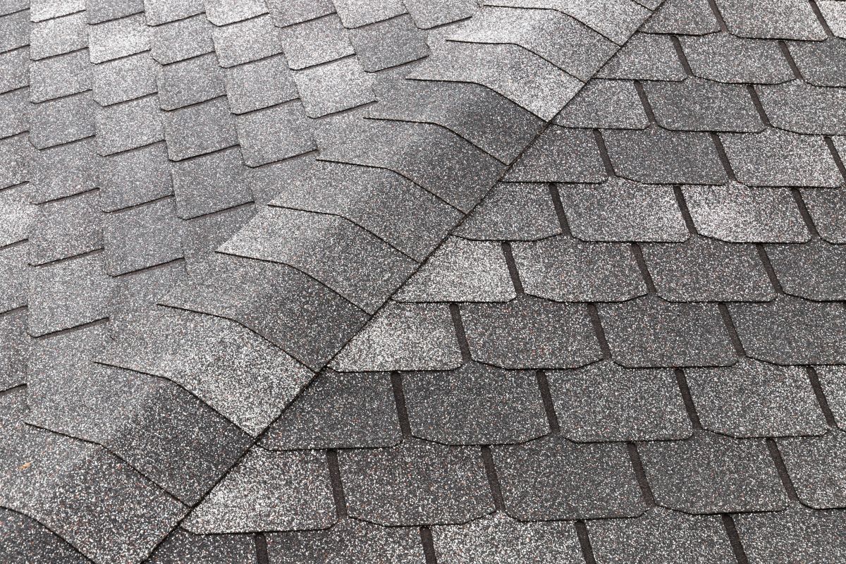 owens corning duration cool shingles dark grey roof close up