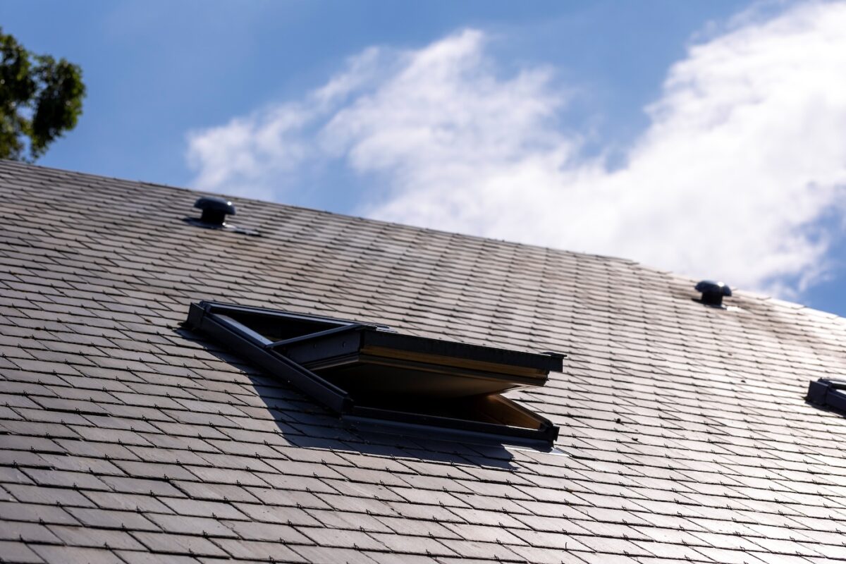 slate roof with attic vents