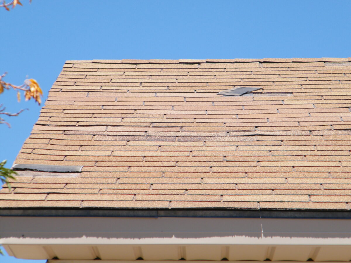 missing shingles brown roof