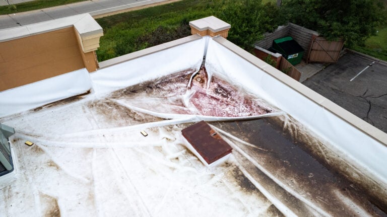 roof storm damage tpo dirty