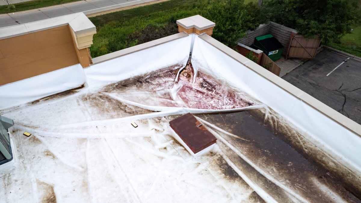 roof storm damage tpo dirty