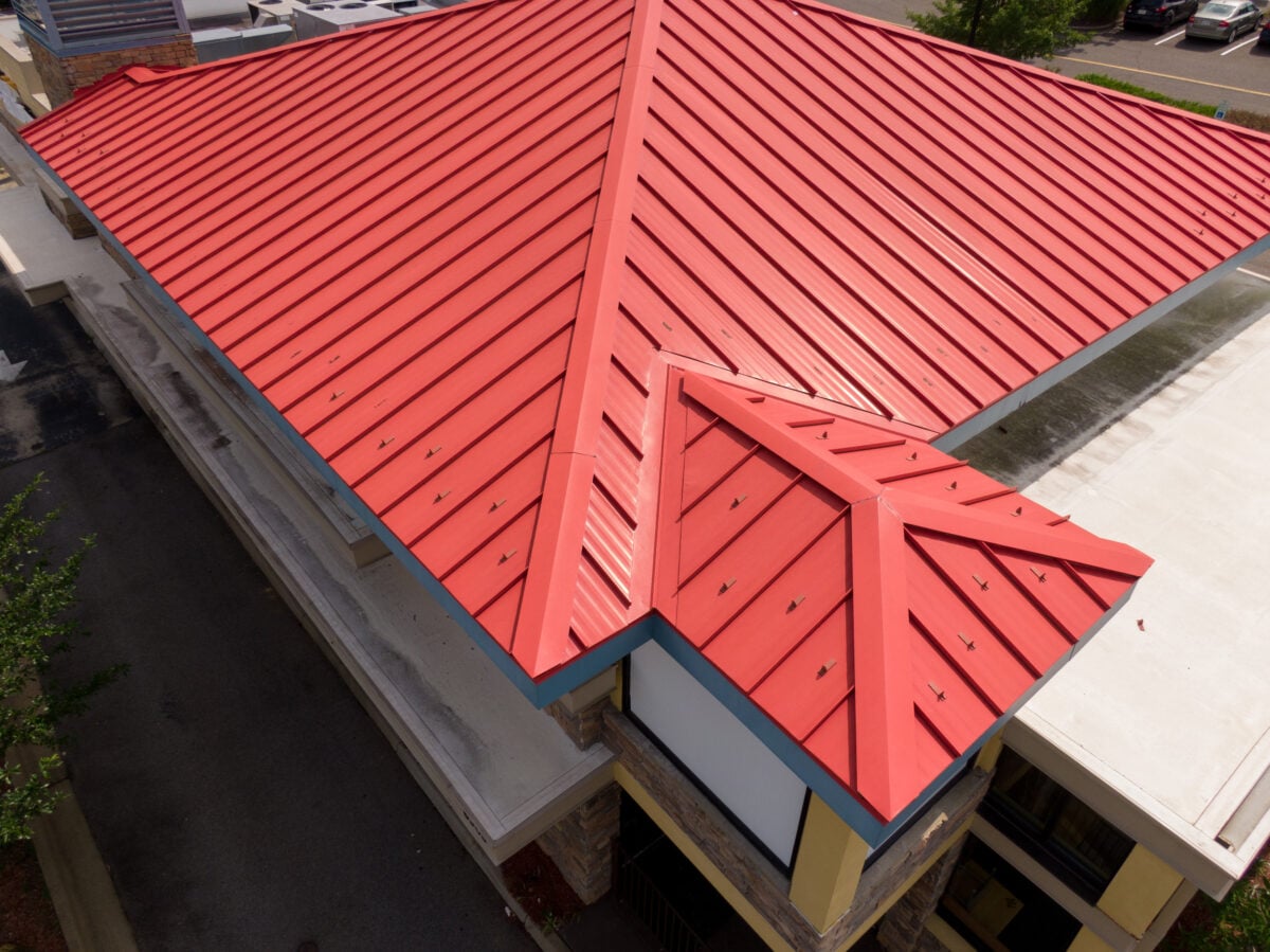 red metallic roof